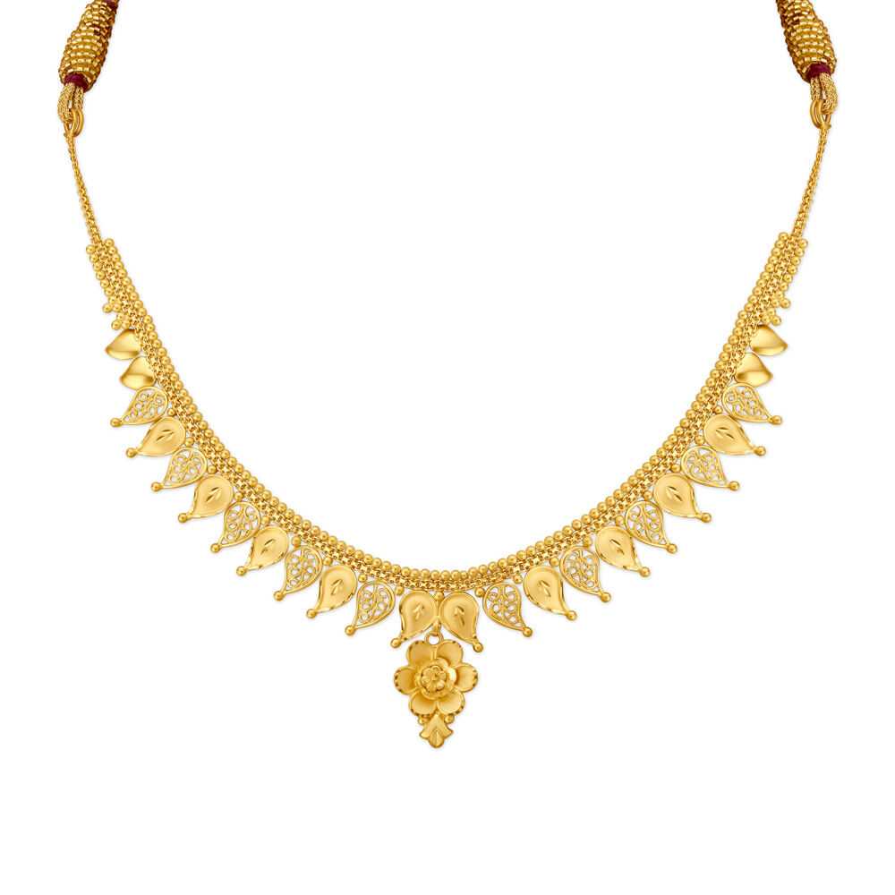 Buy Enchanting Yellow Gold Floral Necklace and Earrings Set at