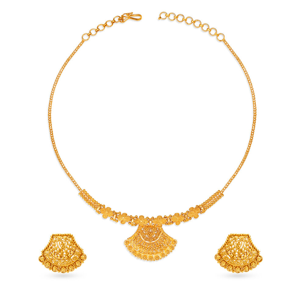 Tanishq gold shop necklace with earrings