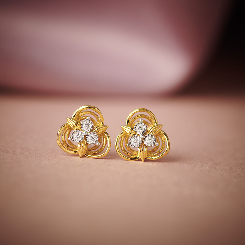 Diamond earrings studs gold new arrivals