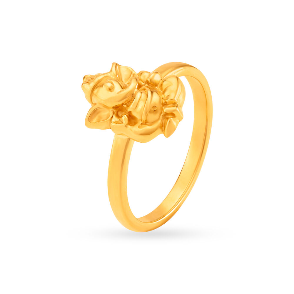 Buy Royal 22 Karat Yellow Gold Lord Ganesha Finger Ring at Best