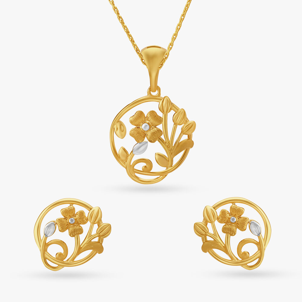 Tanishq gold earring clearance and pendant set