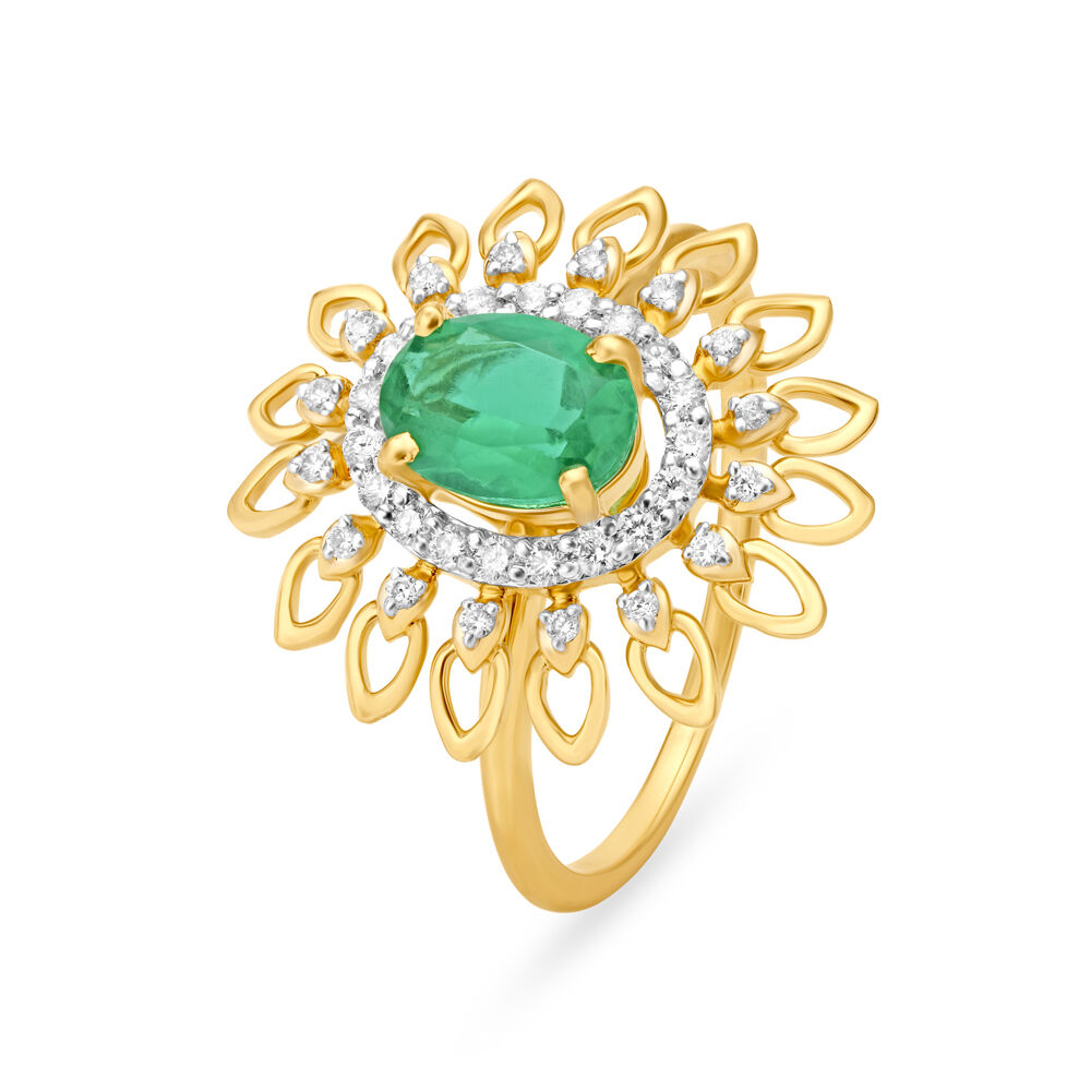 Buy Chic Floral Diamond Encrusted Gold Finger Ring at Best Price