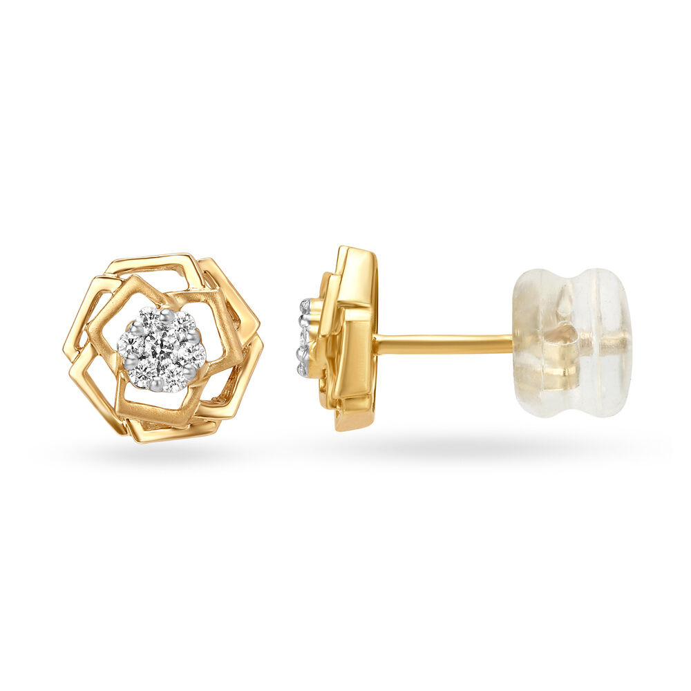 Yellow gold diamond stud clearance earrings