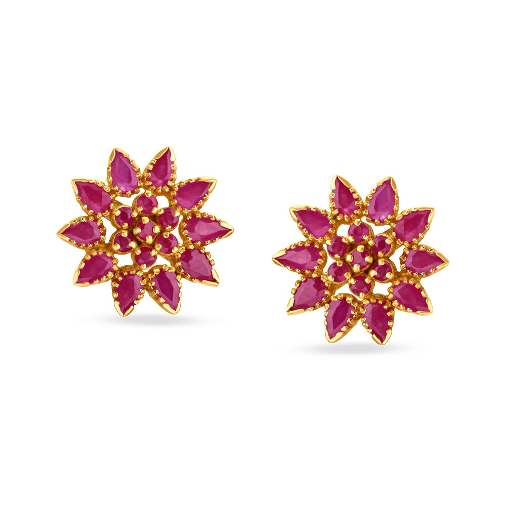 Ruby earrings tanishq with price cheap