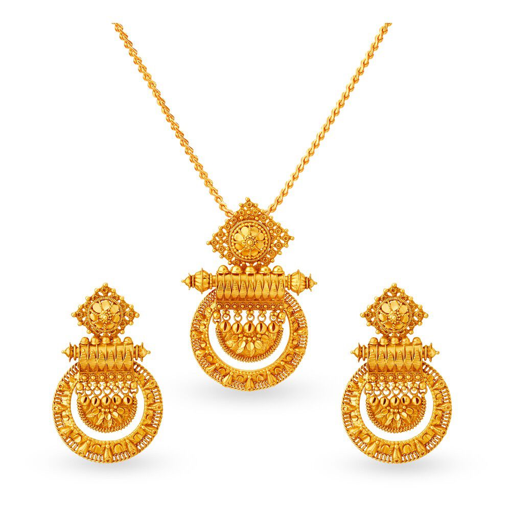 Tanishq gold pendant deals set