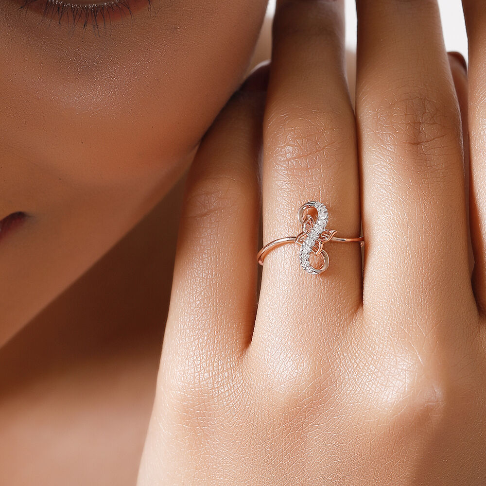 Buy 18KT Rose Gold Infinity Sparkle Diamond Finger Ring at Best
