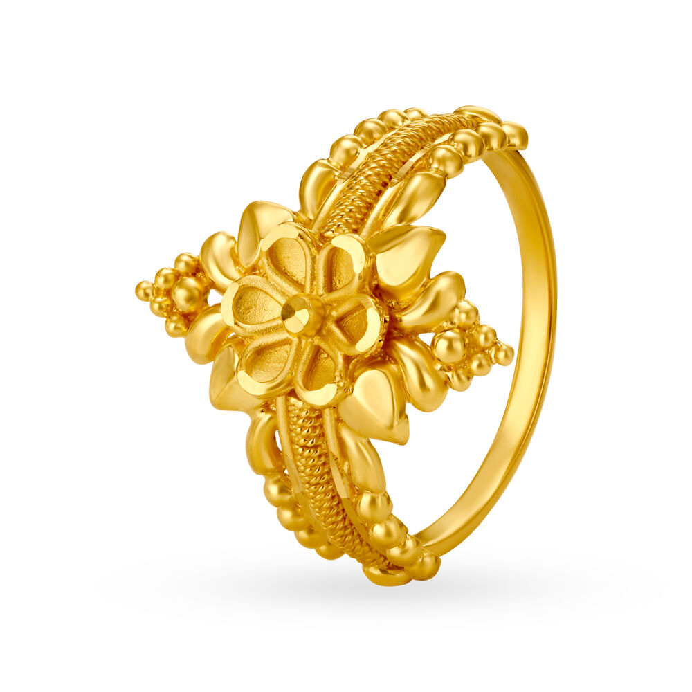 Buy Enchanting Floral Gold Finger Ring at Best Price Tanishq UAE