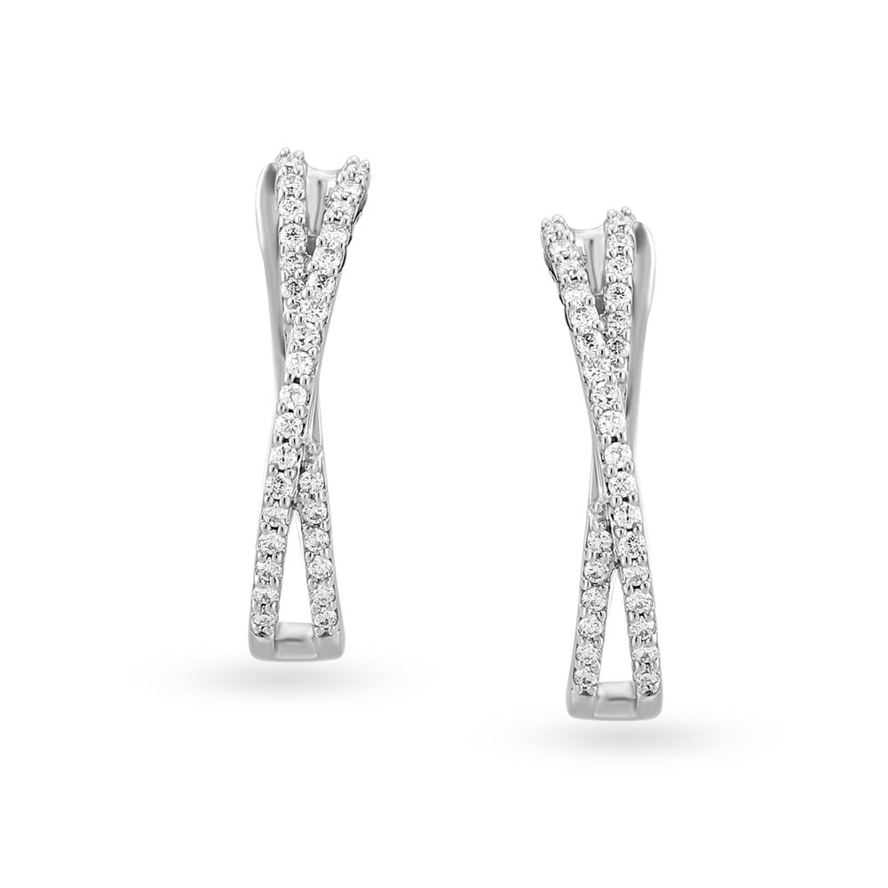 White gold diamond hoop earrings hot sale
