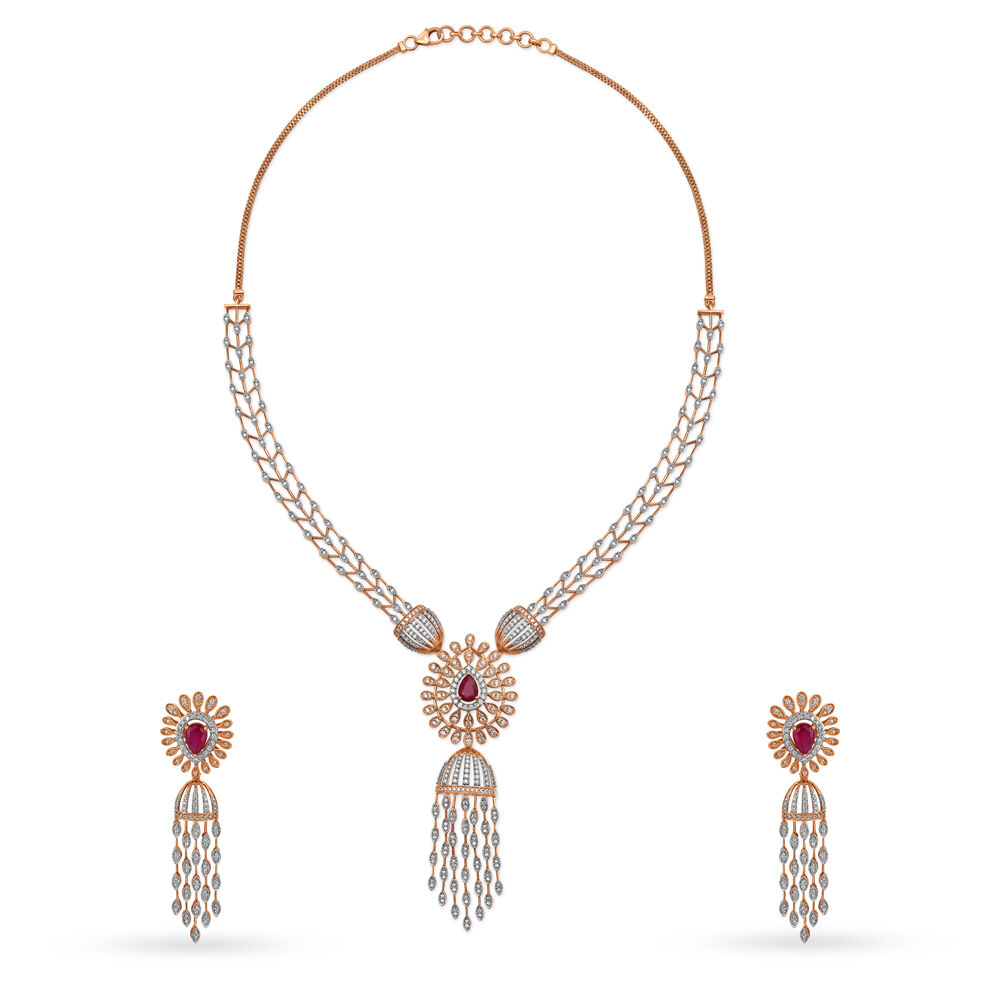 Rose gold shop necklace set