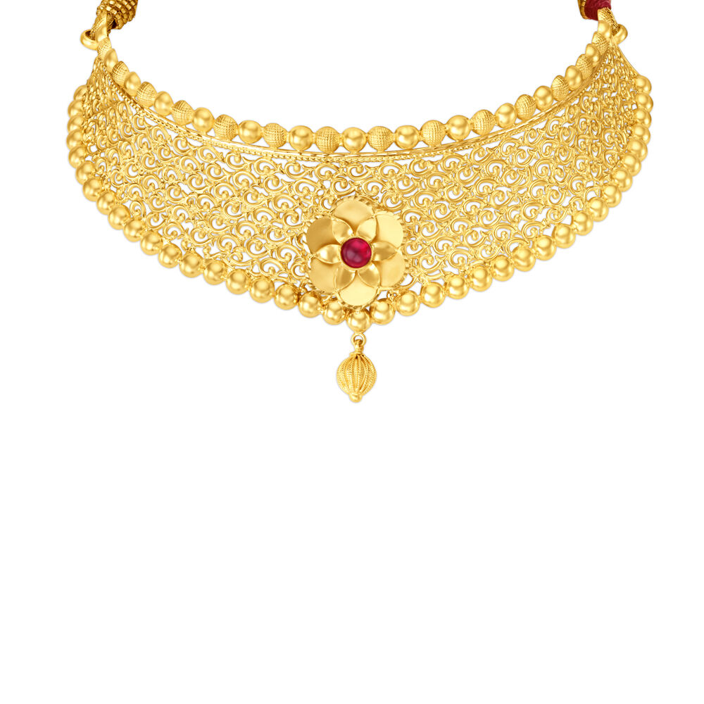 Gold choker necklace with top weight and price