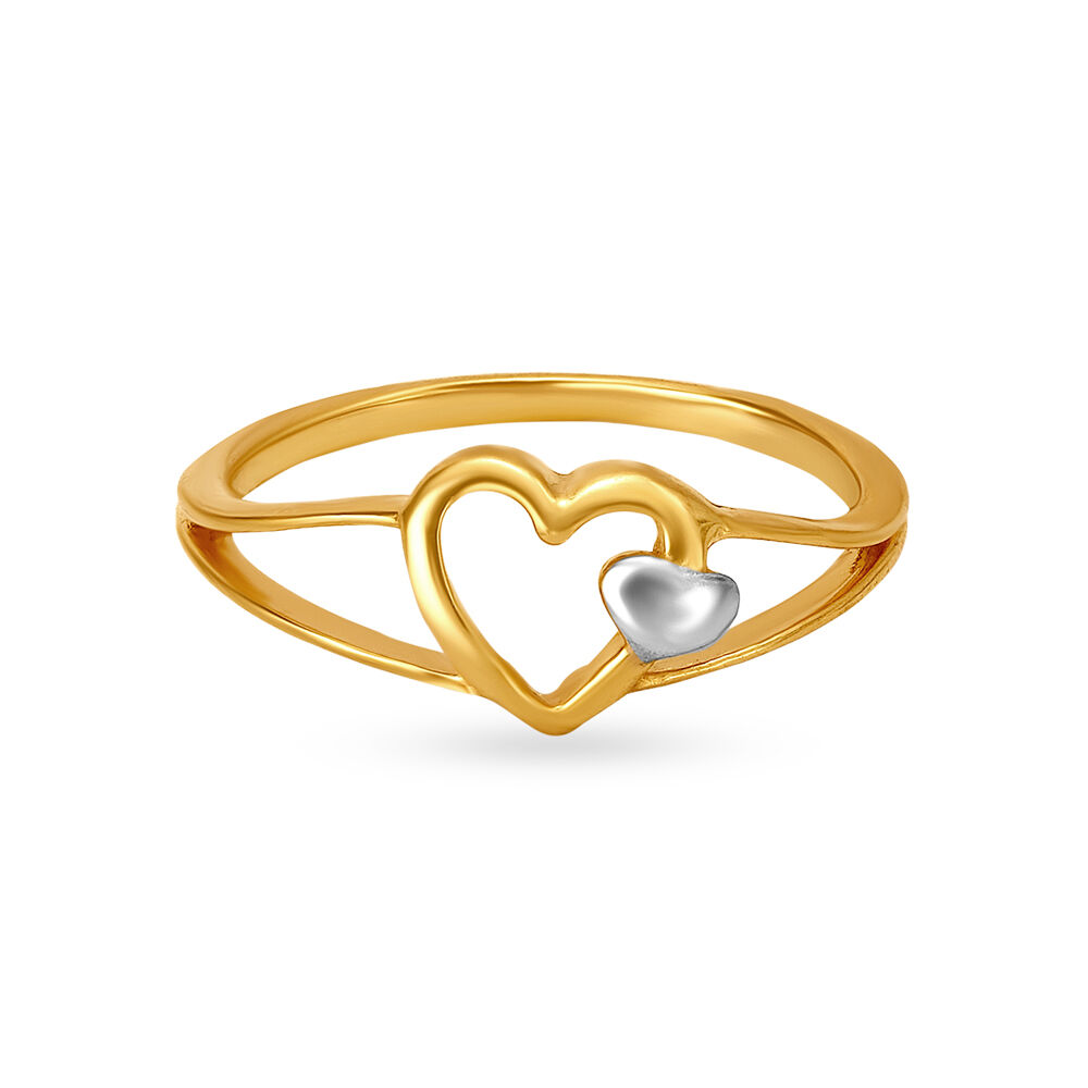 Romantic 22 Karat Yellow Gold Heart Finger Ring