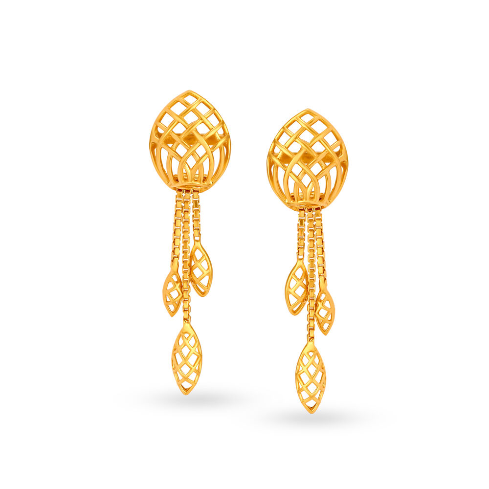 Buy Mesmerising Gold Drop Earrings at Best Price Tanishq UAE