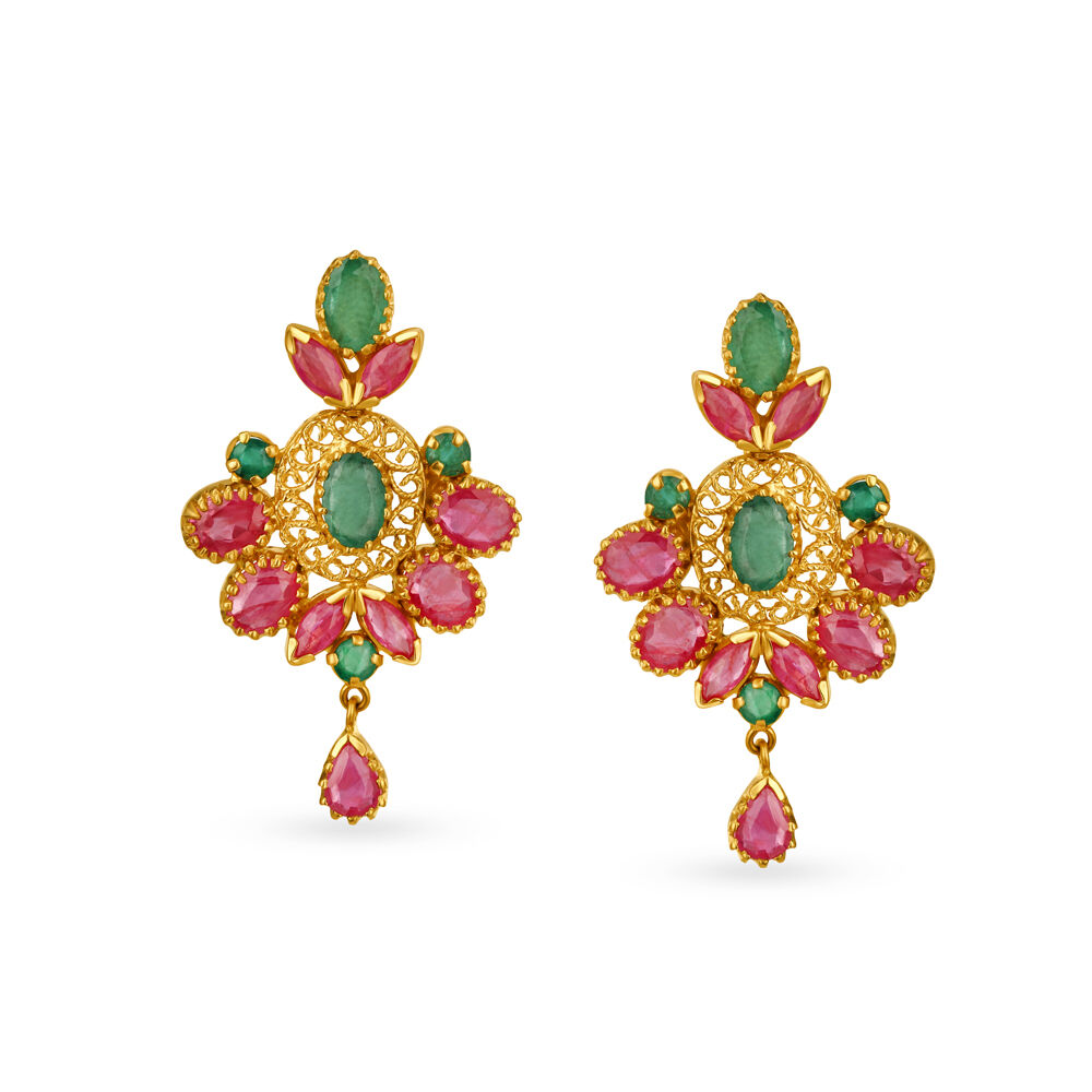 Emerald earrings tanishq new arrivals