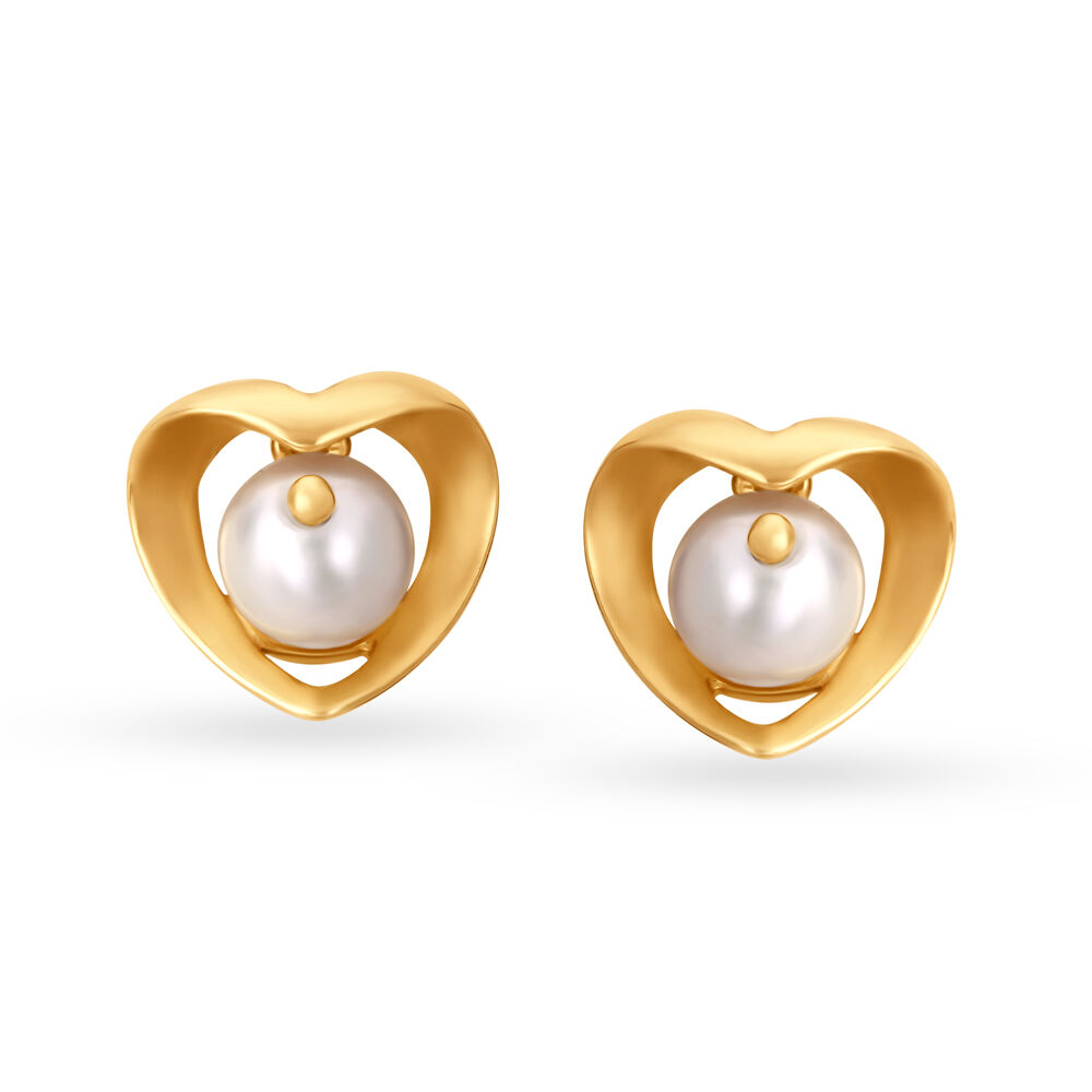 Pearl earrings gold tanishq sale
