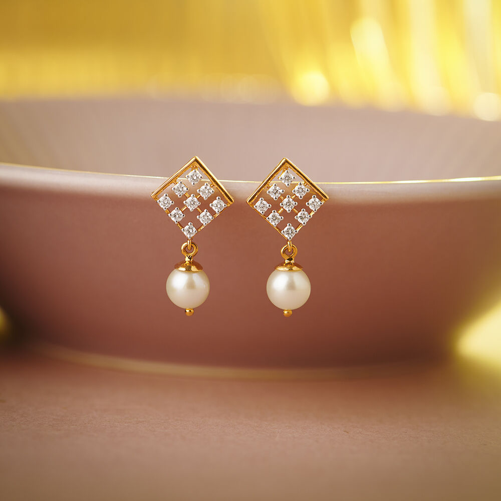Pearl gold outlet drop earrings