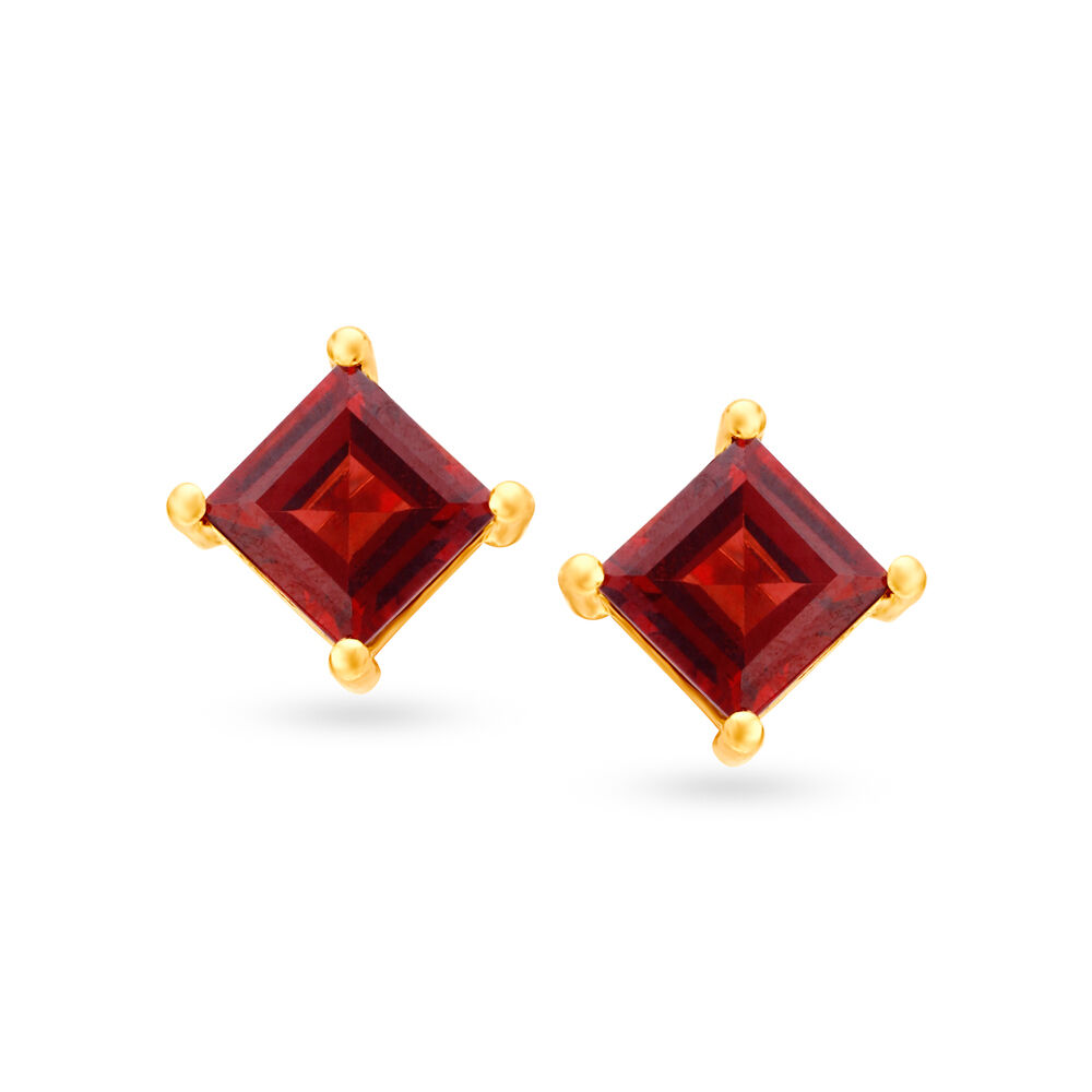Buy Ava Square Garnet Stud Earrings at Best Price Tanishq UAE