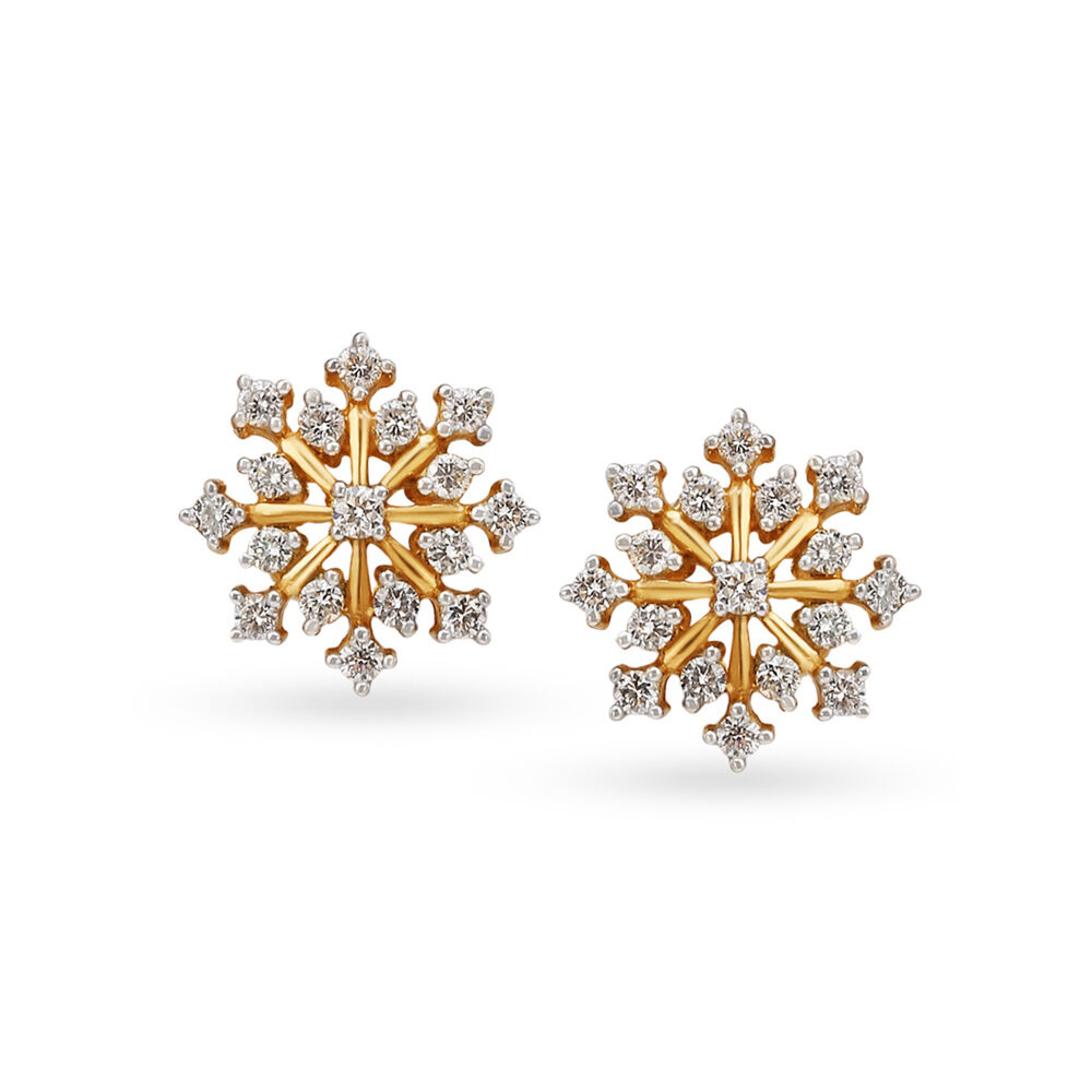 Buy Snowflake Motif Diamond Stud Earrings at Best Price Tanishq UAE