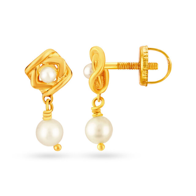 Enchanting 18 Karat Yellow Gold And Pearl Geometric Drop Earrings,,hi-res 2