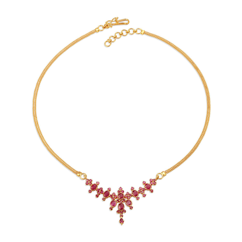 Tanishq ruby 2025 diamond necklace