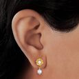 Enchanting 18 Karat Yellow Gold And Pearl Geometric Drop Earrings,,hi-res 3