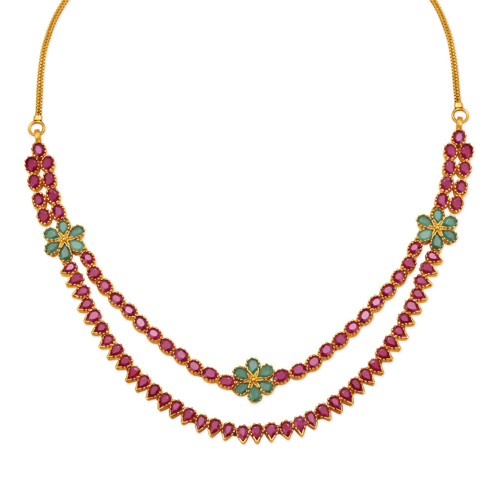 Ruby emerald on sale necklace tanishq