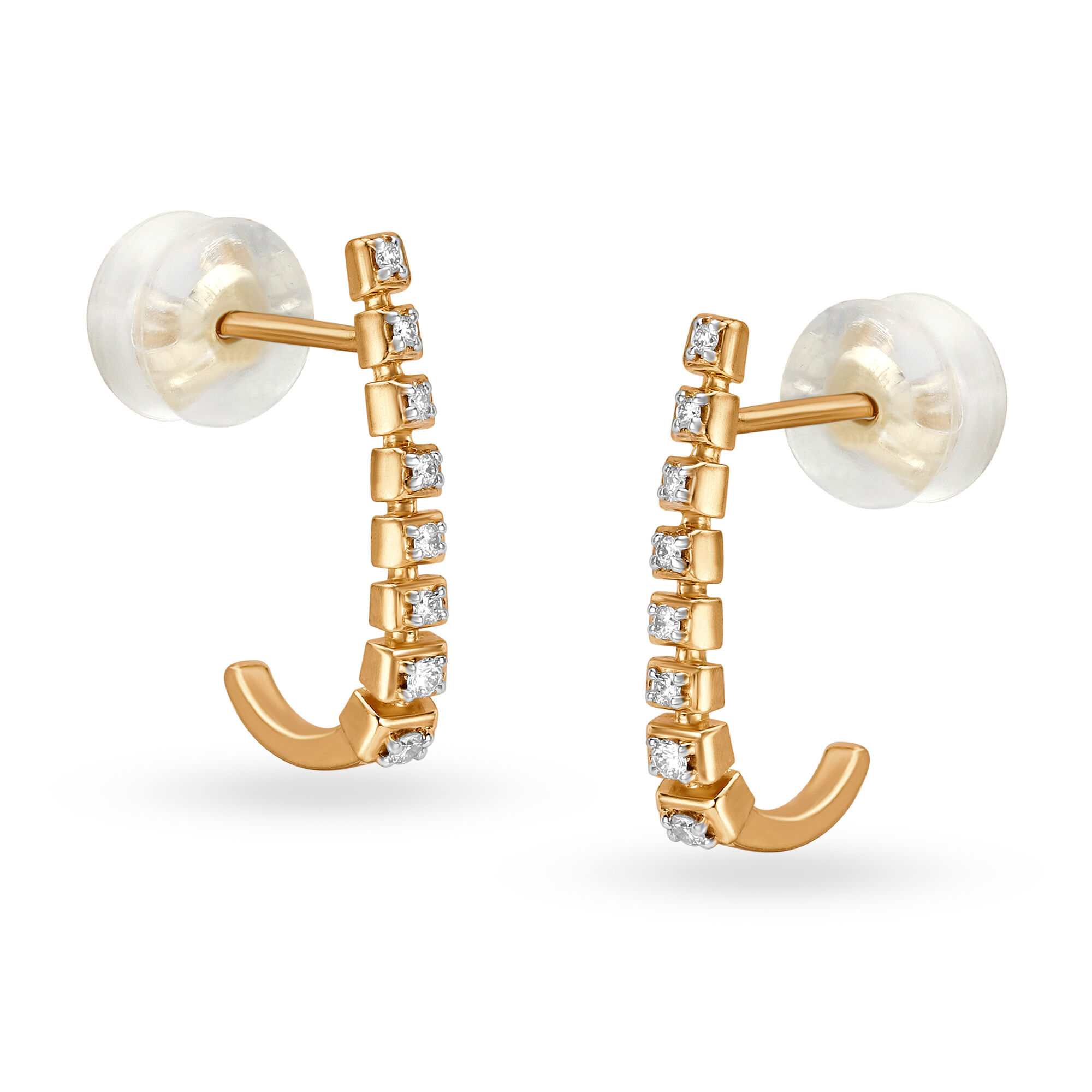 Mia by Tanishq 18KT Yellow Gold Diamond Hoop Earrings