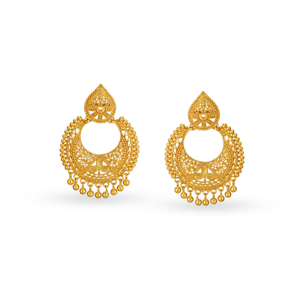 Chandbali earrings shop in gold