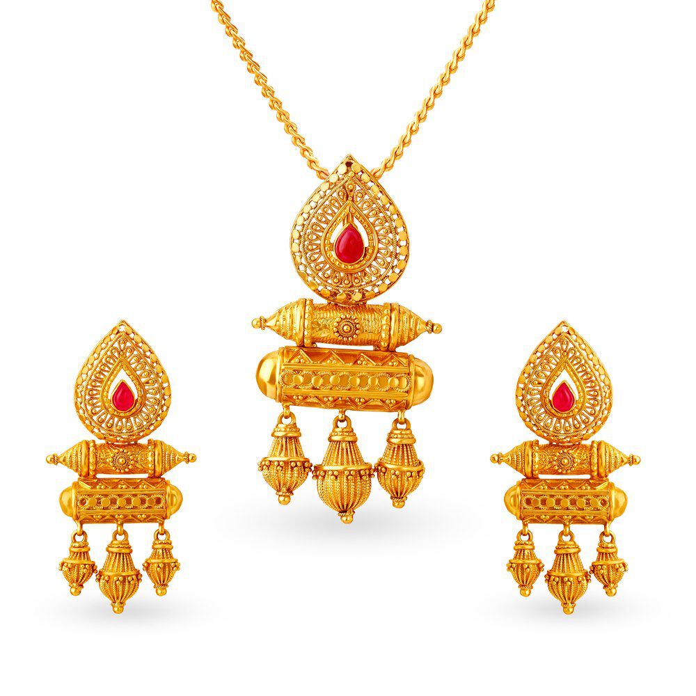 Gold pendant sales set tanishq