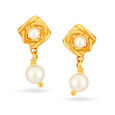 Enchanting 18 Karat Yellow Gold And Pearl Geometric Drop Earrings,,hi-res 