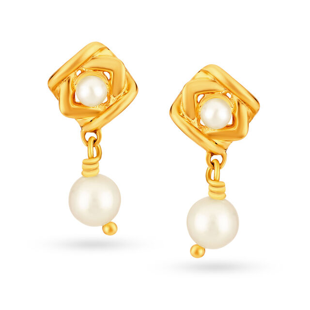 Enchanting 18 Karat Yellow Gold And Pearl Geometric Drop Earrings,,hi-res 