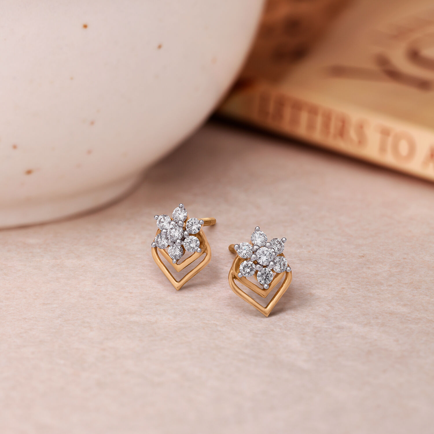 Diamond earrings studs gold new arrivals