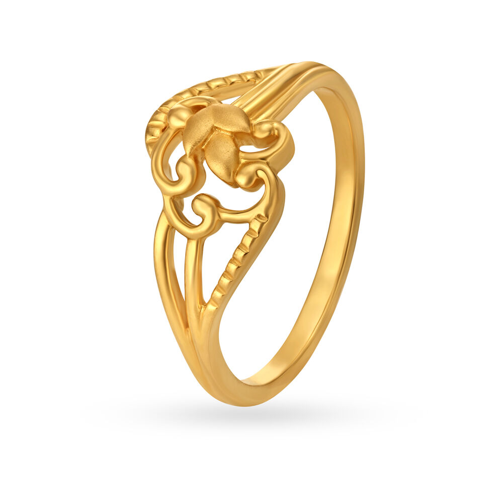 Delicate 22 Karat Yellow Gold Floral Finger Ring