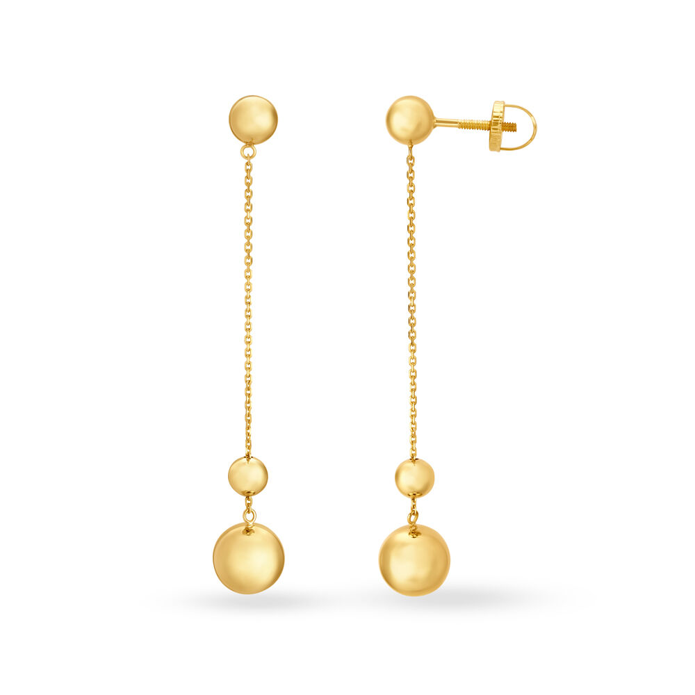 Buy Dainty Chain and Bead Long Gold Drop Earrings at Best Price