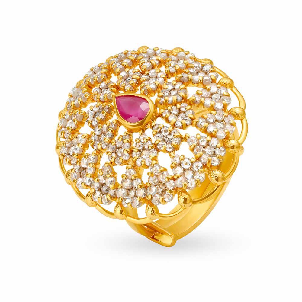 Buy luxurious Cocktail Gold Finger Ring at Best Price Tanishq UAE
