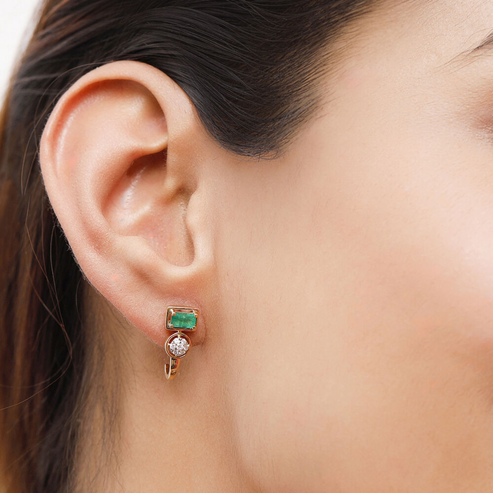 Buy 18 Kt Yellow Gold Urban Forest Fusion Precious Emerald Stud