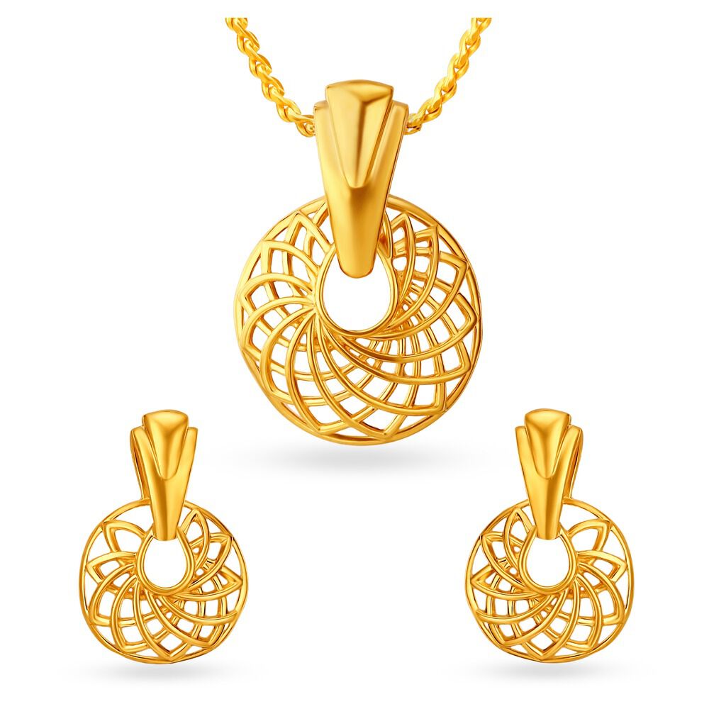 Tanishq gold shop pendant set