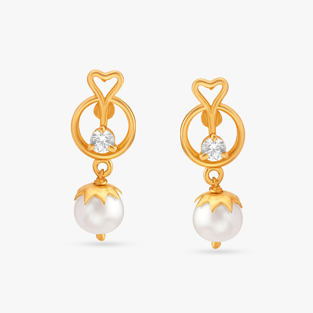 Pearl earrings gold shop tanishq