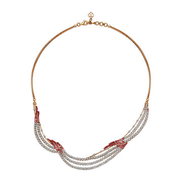 Enchanting Diamond, Ruby and Tourmaline Necklace in Yellow and White Gold