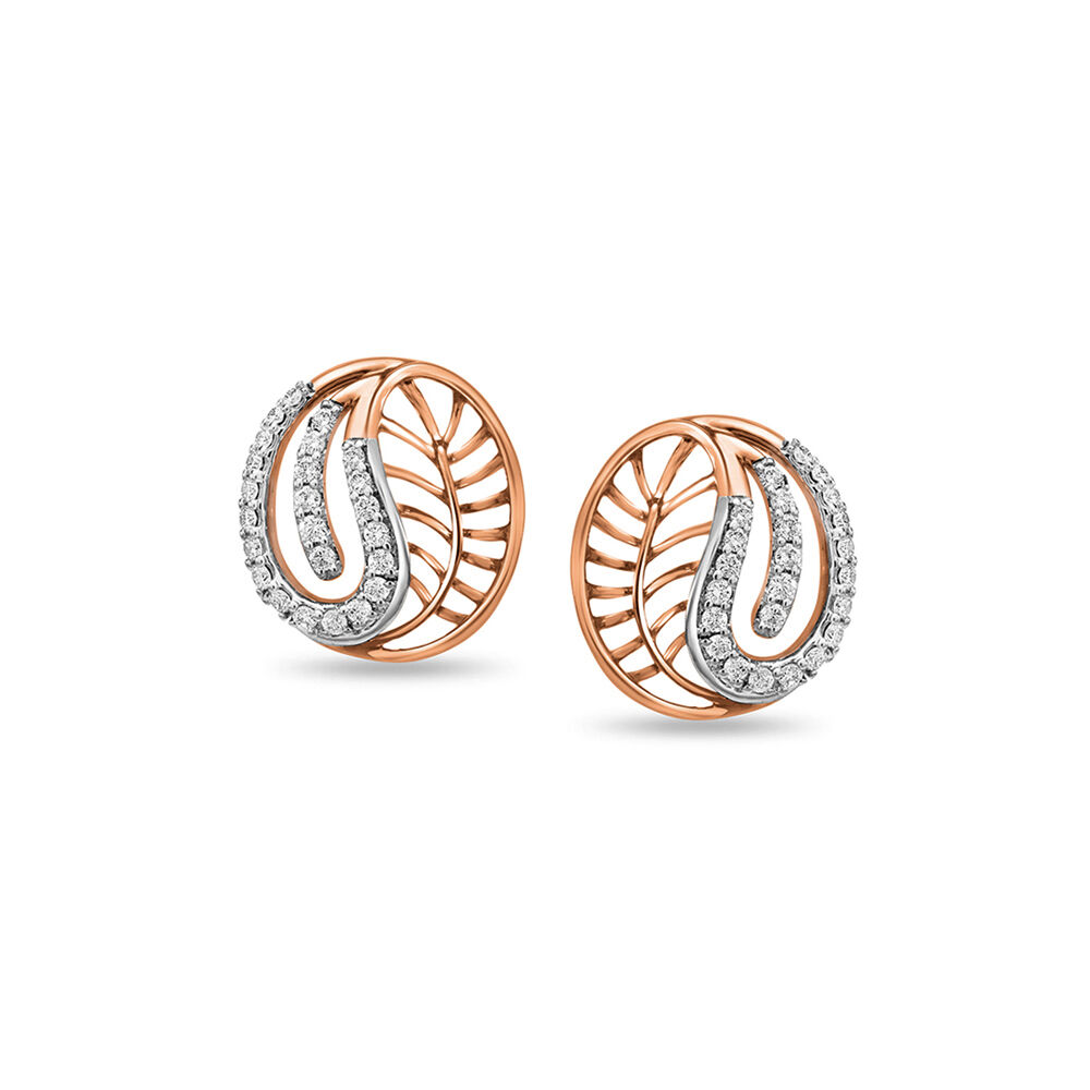 Buy 18 KT Mango Shape Rose Gold Diamond Stud Earrings at Best
