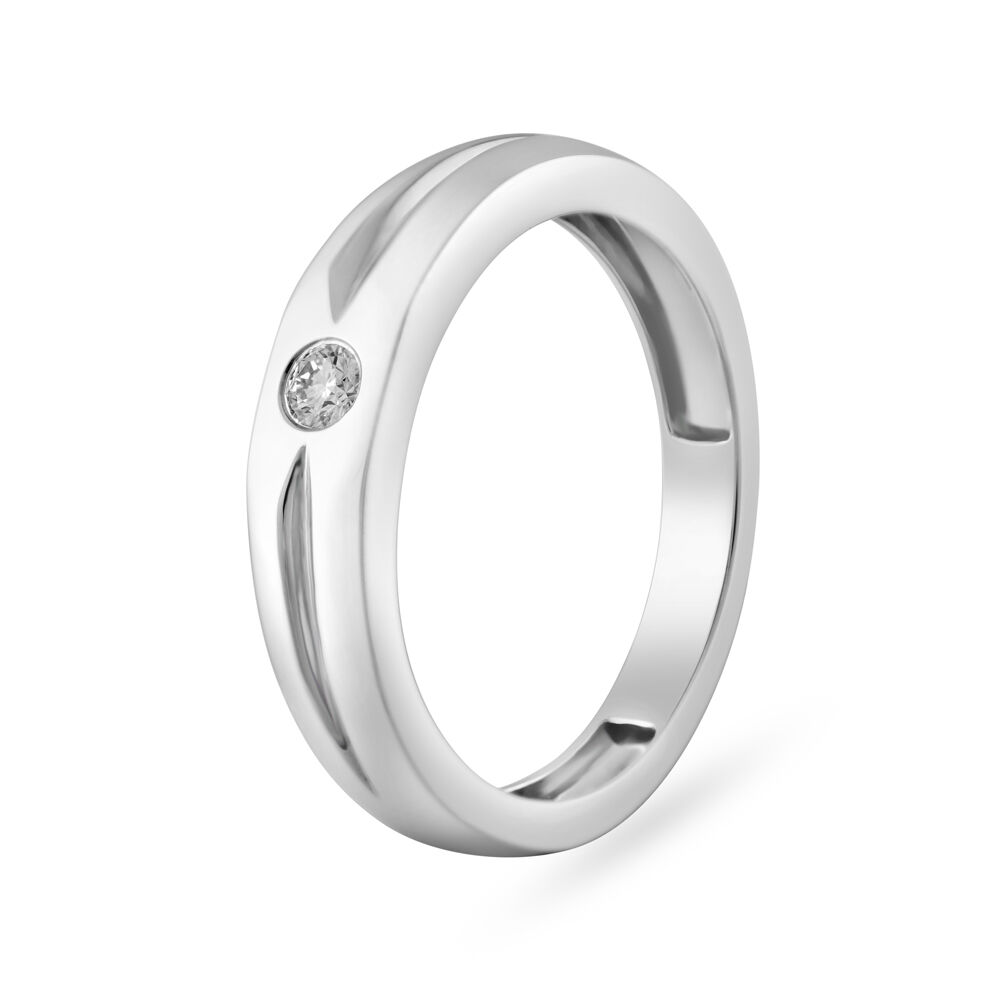 Buy Chic Ridged Platinum and Diamond Ring at Best Price Tanishq UAE
