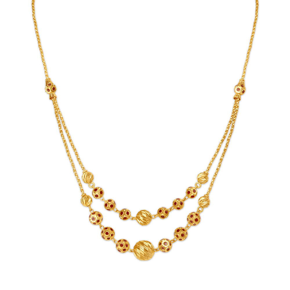 Dual Layer Coloured Bead Gold Chain