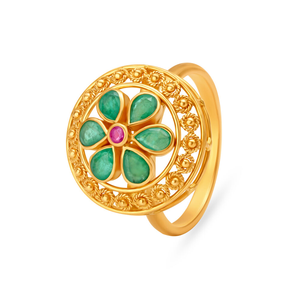 Gold ring sales with gemstone