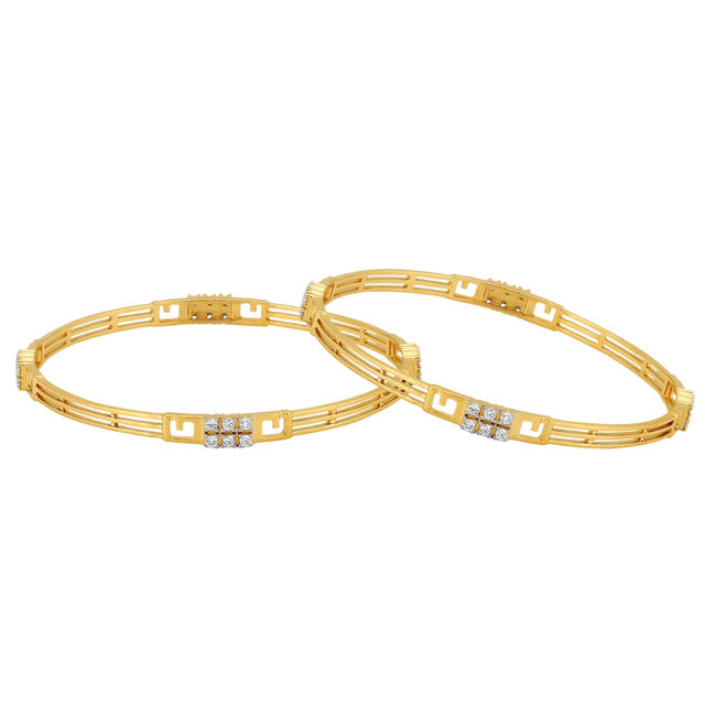 Geometric Gold Bangle With Fine-Cut Diamonds