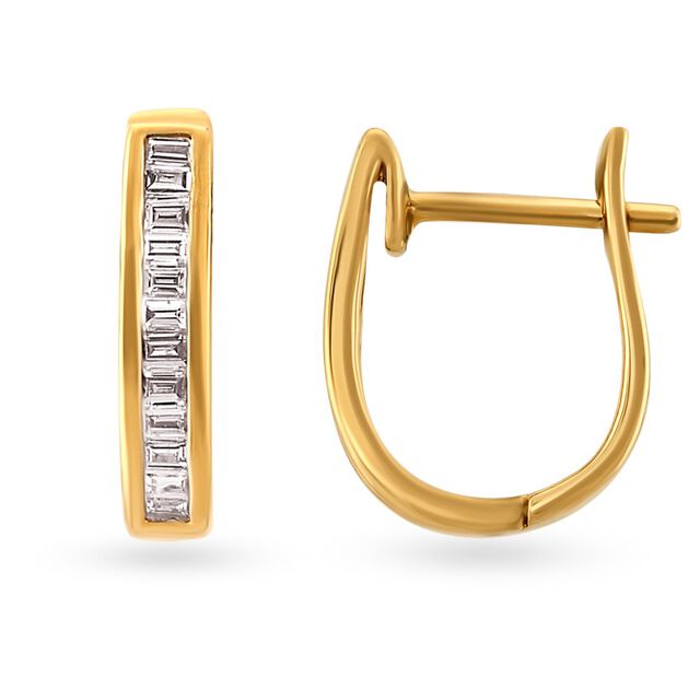 Fancy Sophisticated Gold and Diamond Hoop Earrings 2