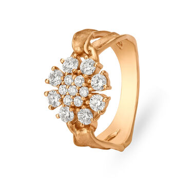 Antique 18 Karat Rose Gold Hooked Blooming Flower Ring