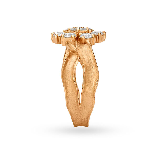 Antique 18 Karat Rose Gold Hooked Blooming Flower Ring 3
