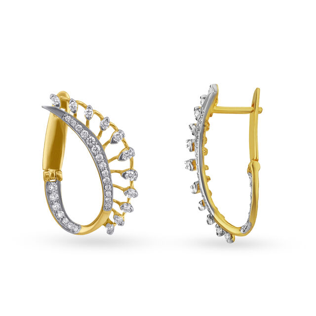 Regal Traditional Diamond Hoop Earrings 2