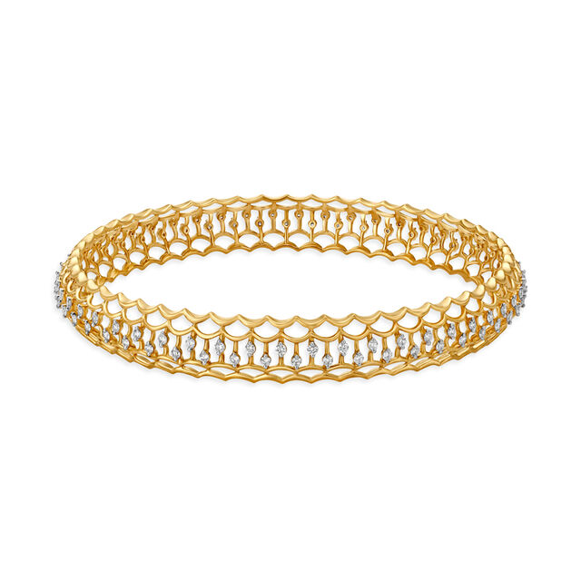 Diamond Studded Open Work Gold and Diamond Bangle 3