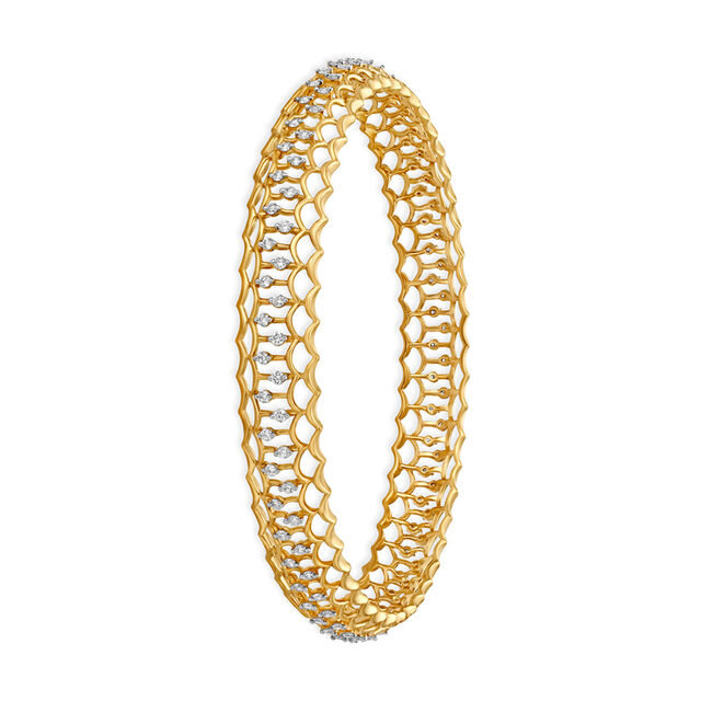 Diamond Studded Open Work Gold and Diamond Bangle 4