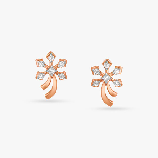 Delicate Flowers Diamond Stud Earrings 3